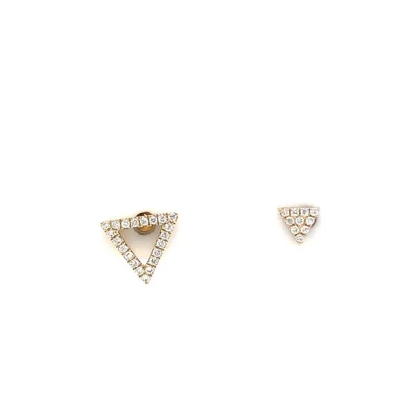 14K Yellow Gold Pave Triangle Earrings Midtown Diamonds Reno, NV