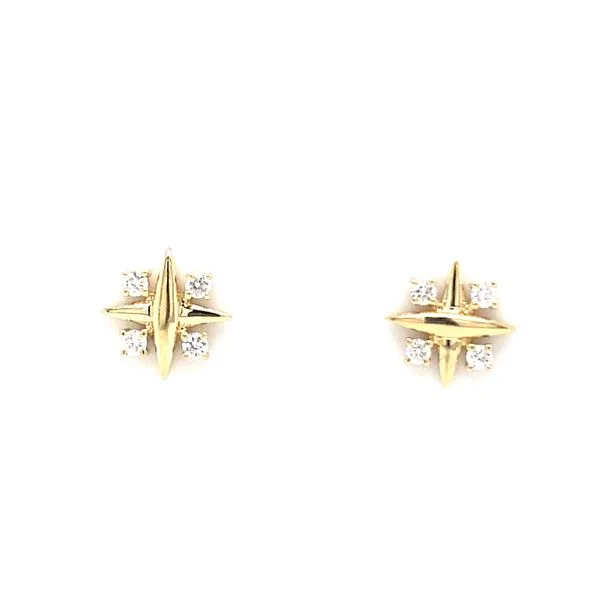 14Kt Yellow Gold Petite "X" Diamond Earrings Midtown Diamonds Reno, NV