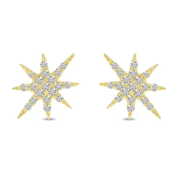 14Kt Yellow Gold Petite Starburst Diamond Stud Earrings Midtown Diamonds Reno, NV