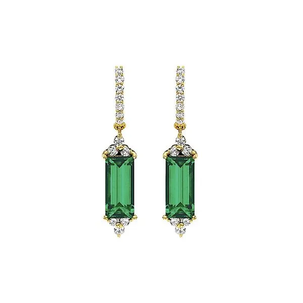14K Yellow Gold Emerald Dangle Earrings Midtown Diamonds Reno, NV