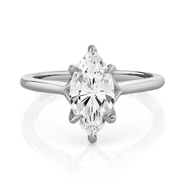 Michael M Crown Collection Marquise 18K White Gold Solitaire Diamond Engagement Ring Midtown Jewelers Herndon, VA
