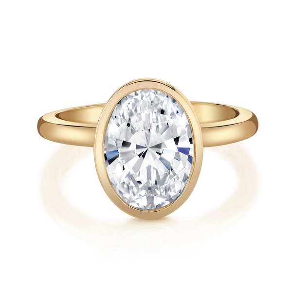 Michael M Modern Collection Oval 18K Yellow Gold Solitaire Diamond Engagement Ring Midtown Jewelers Herndon, VA