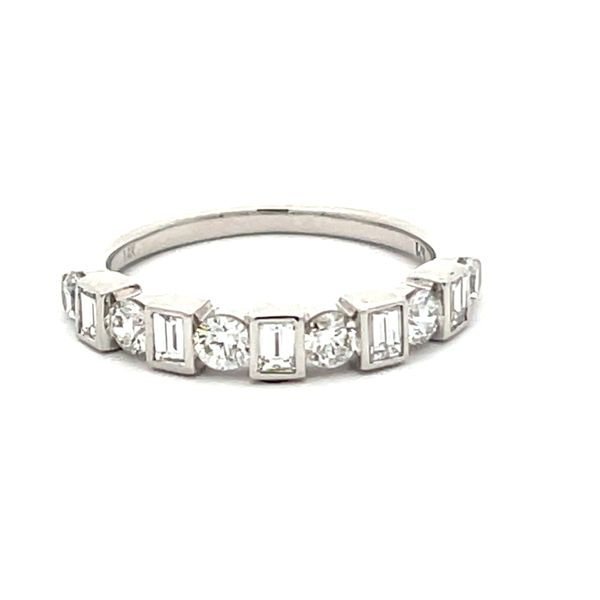 Parviz Designs 14K White Gold Fancy Shape Band With Bezel Set Baguettes & Round Diamonds Midtown Jewelers Herndon, VA