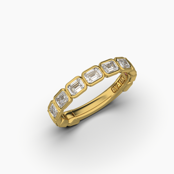 Ava Couture LAB Grown 14K Yellow Gold Halfway East-West Emerald-cut Bezel Midtown Jewelers Herndon, VA