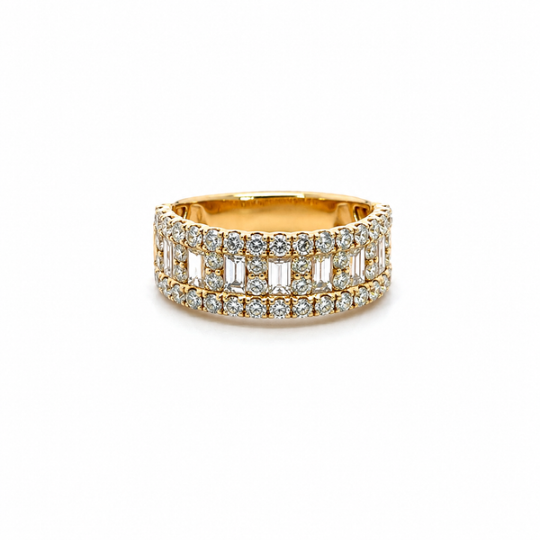 Parviz Designs 14K Yellow Gold Multi-Row Cigar Style Diamond Anniversary Band Midtown Jewelers Herndon, VA