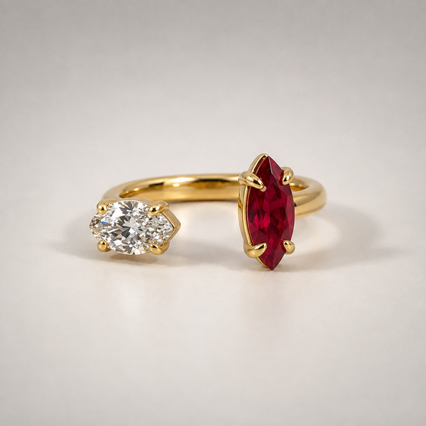 AVA Couture Lab Grown Diamond Marquise/Lab Ruby Ring Midtown Jewelers Herndon, VA