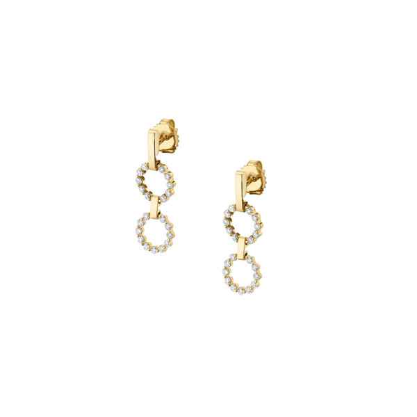 Michael M Fashion 14K Yellow Gold Two Ring Cloud Drop Earrings - 0.64ctw Midtown Jewelers Herndon, VA