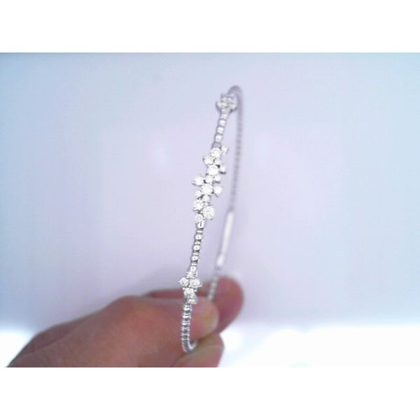 Flexie 14K White Gold Floral Diamond Bangle Midtown Jewelers Herndon, VA