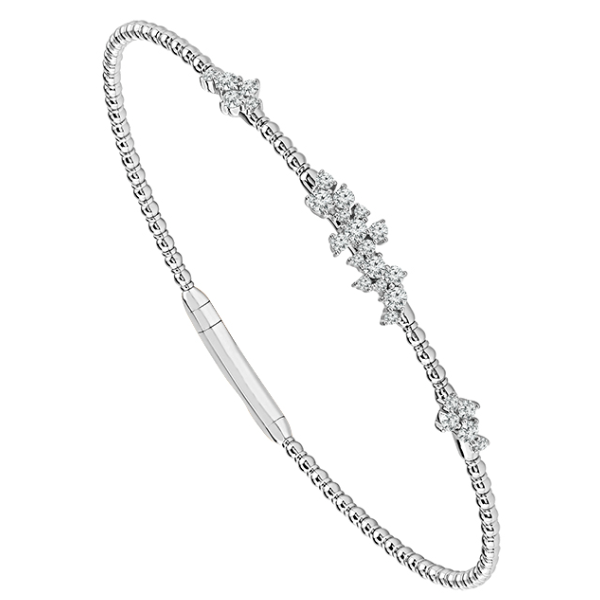 Flexie 14K White Gold Floral Diamond Bangle Midtown Jewelers Herndon, VA