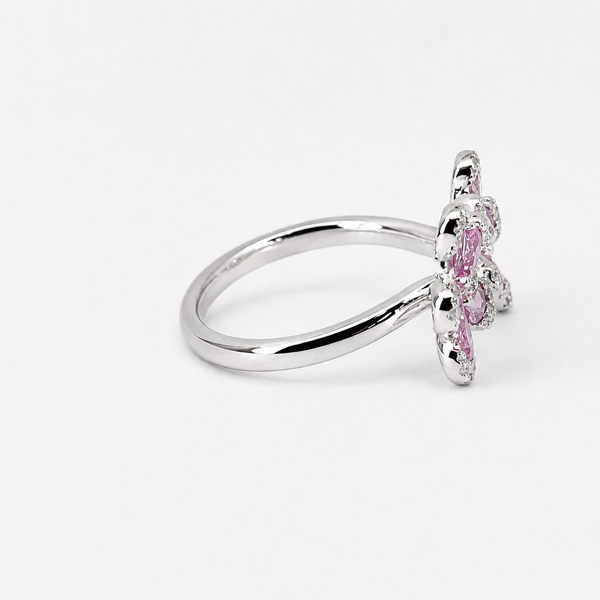 Parviz Designs Platinum Bypass Pink Sapphire & Diamond Flower Petal Ring Image 2 Midtown Jewelers Herndon, VA