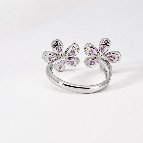 Parviz Designs Platinum Bypass Pink Sapphire & Diamond Flower Petal Ring Image 3 Midtown Jewelers Herndon, VA