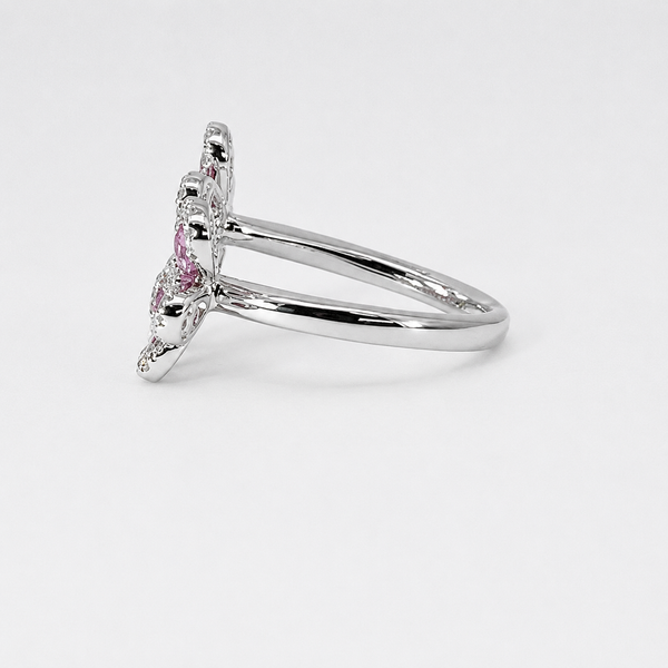 Parviz Designs Platinum Bypass Pink Sapphire & Diamond Flower Petal Ring Image 4 Midtown Jewelers Herndon, VA