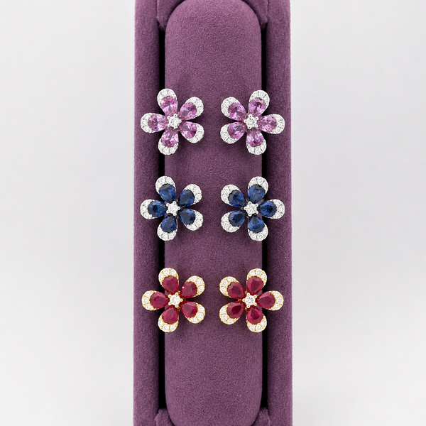 Parviz Designs Platinum Bypass Pink Sapphire & Diamond Flower Petal Ring Image 5 Midtown Jewelers Herndon, VA