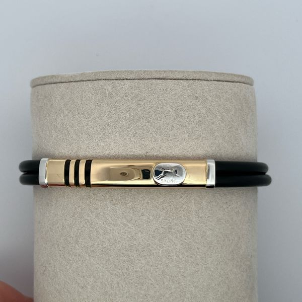 Brev Sauro 18K Yellow & White Gold Bracelet With Black Rubber Midtown Jewelers Herndon, VA