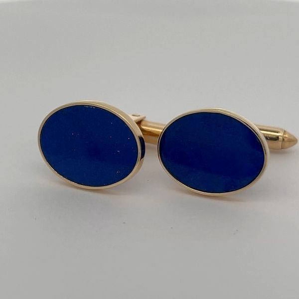 14K Yellow Gold Blue Lapis Lazuli Cufflinks Midtown Jewelers Herndon, VA