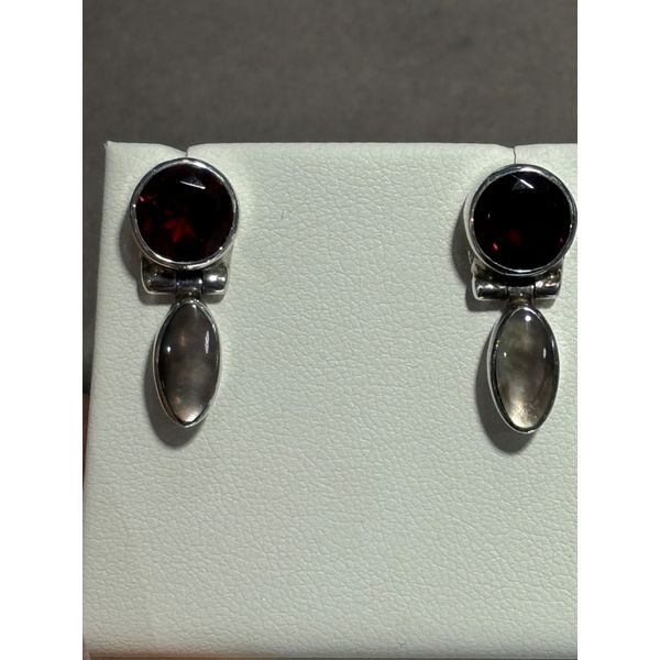 ACLEONI Garnet And Shell Sterling Silver Post Drop Earrings Midtown Jewelers Herndon, VA