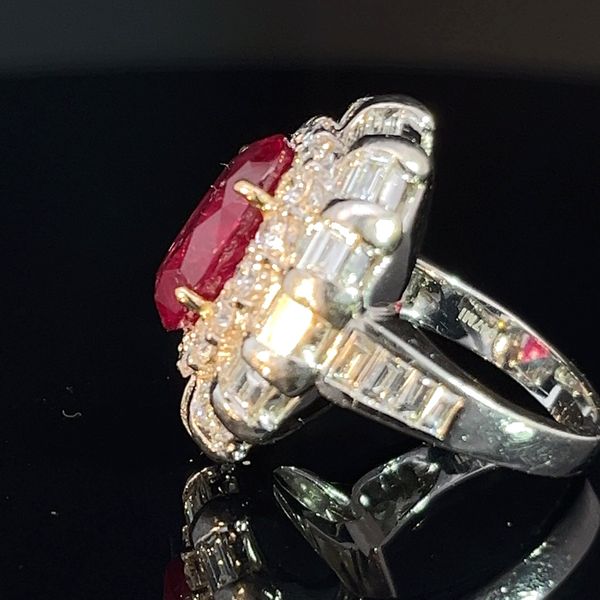 Vintage 18K White Gold Ring With Thai Ruby & Accent Diamonds Image 2 Midtown Jewelers Herndon, VA