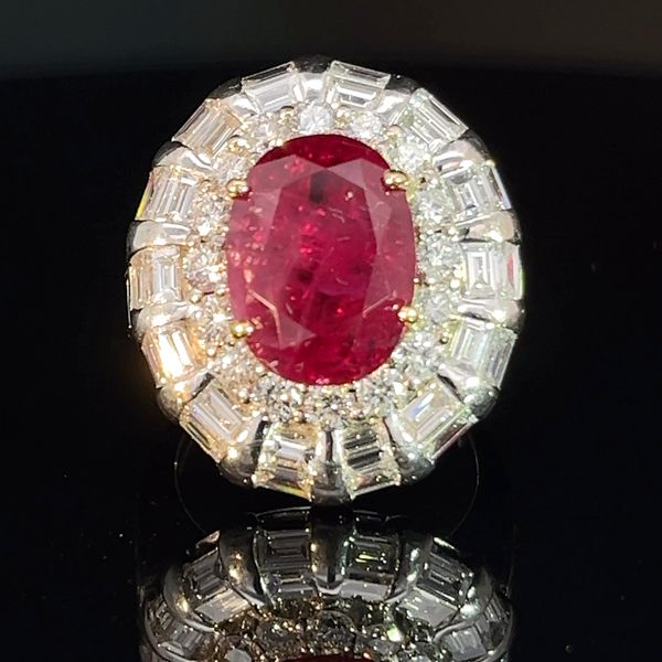 Vintage 18K White Gold Ring With Thai Ruby & Accent Diamonds Midtown Jewelers Herndon, VA