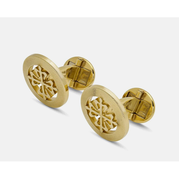 Patek Philippe Calatrava Cross Cufflinks With Guilloched Outer Ring In 18k Yellow Gold Image 2 Midtown Jewelers Herndon, VA