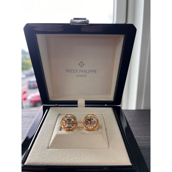 Patek Philippe Calatrava Cross Cufflinks With Guilloched Outer Ring In 18k Yellow Gold Image 4 Midtown Jewelers Herndon, VA