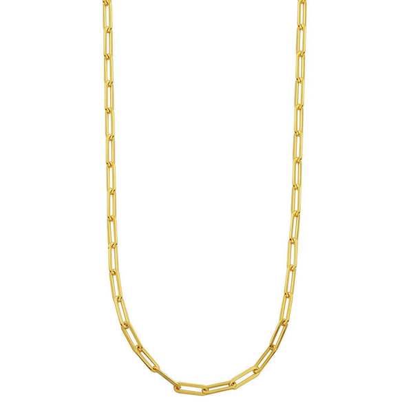 Chales Garnier Sterling Silver 18K Vermeil Necklace made with Paperclip Chain (5mm) - 24