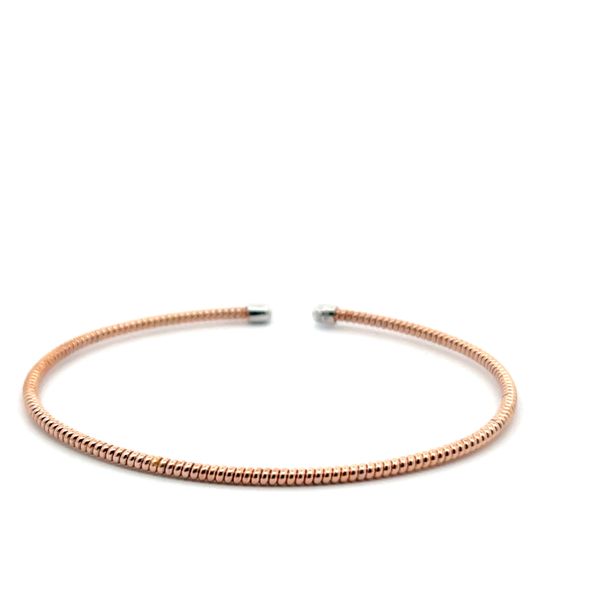 Charles Garnier Sterling Rose Gold & Silver Ribbed Cuff Midtown Jewelers Herndon, VA