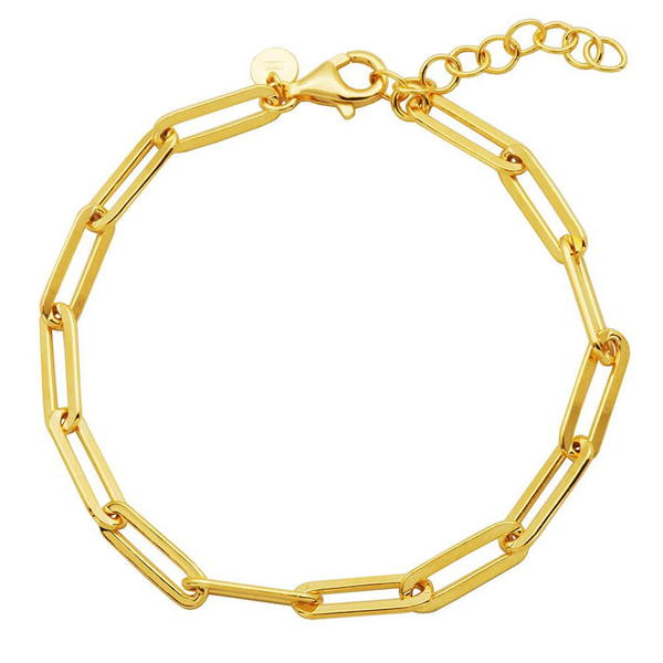 Charles Garnier Sterling Silver 18K Vermeil Bracelet made with Paperclip Chain (5mm) Midtown Jewelers Herndon, VA