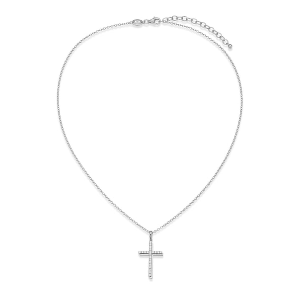 Charles Garnier Paris 1901 Sterling Silver with Rhodium Finish Cross Necklace featuring CZs Midtown Jewelers Herndon, VA