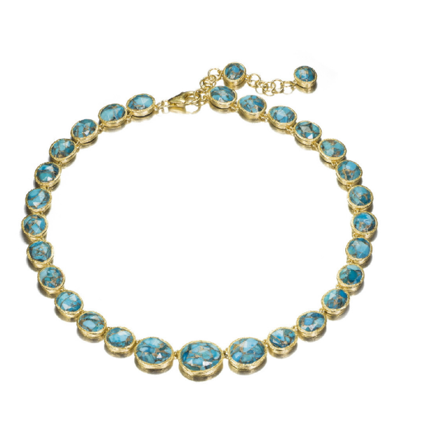Jorge Revilla: Necklace With Faceted Turquoise In Sterling Silver With 18k Gold Vermeil 