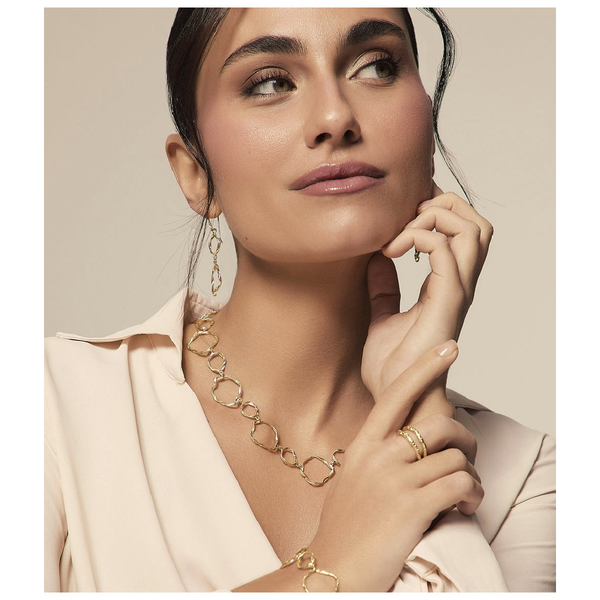 Irregular shape necklace in sterling silver with 18k gold vermeil Image 2 Midtown Jewelers Herndon, VA