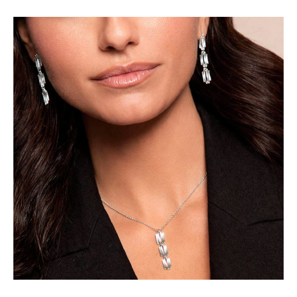 Jorge Revilla: Long Irregular Motif Earrings In Sterling Silver 925 