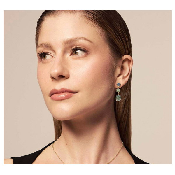 Jorge Revilla: Moss Agate Earrings In 18k Gold Vermeil Sterling Silver 