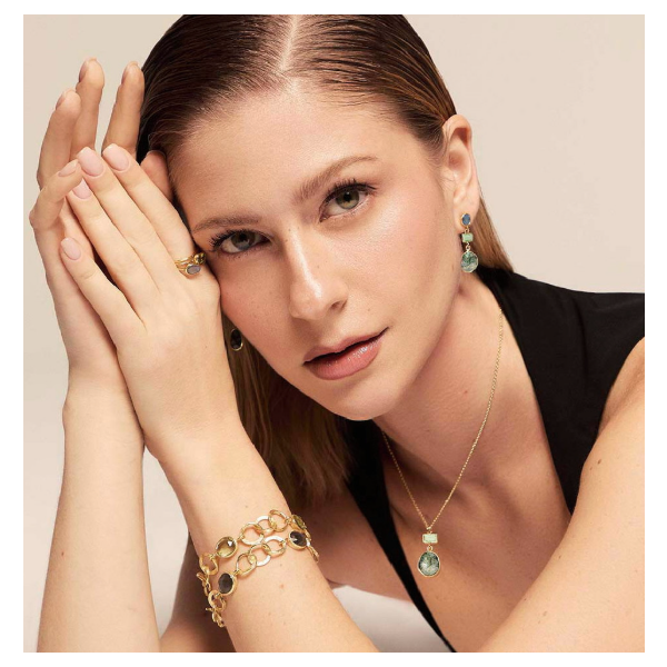 Jorge Revilla: Moss Agate Earrings In 18k Gold Vermeil Sterling Silver 