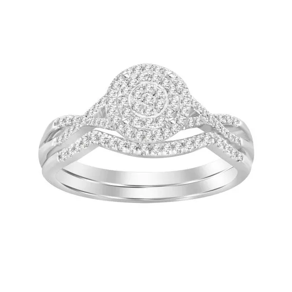 ROUND HALO MOSAIC DIAMOND WEDDING SET Miller's Fine Jewelers Moses Lake, WA