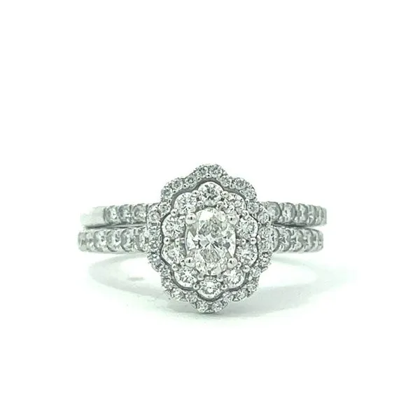 DOUBLE HALO OVAL DIAMOND WEDDING SET Miller's Fine Jewelers Moses Lake, WA