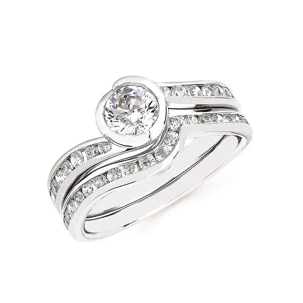 BEZEL SET SEMI-MOUNT DIAMOND WEDDING SET Miller's Fine Jewelers Moses Lake, WA