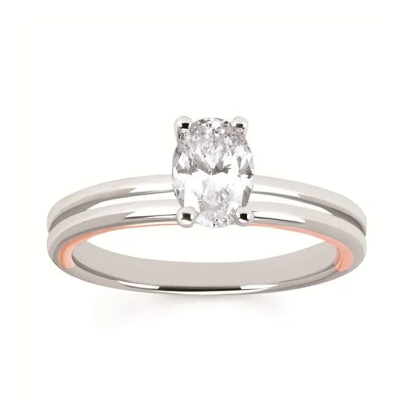 TWO-TONE COLLARED OVAL SEMI-MOUNT RING Miller's Fine Jewelers Moses Lake, WA