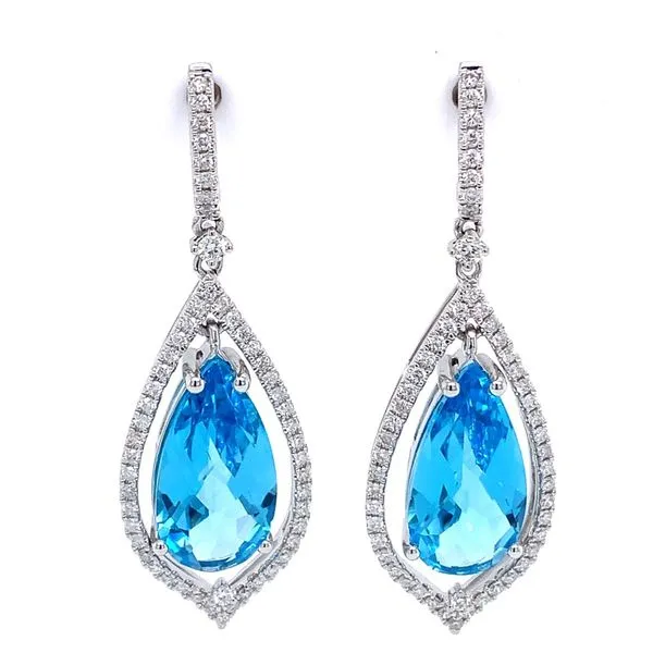 PEAR BLUE TOPAZ & DIAMOND EARRINGS Miller's Fine Jewelers Moses Lake, WA
