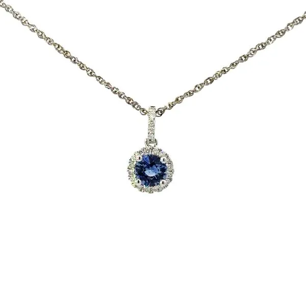 CEYLON SAPPHIRE HALO NECKLACE Miller's Fine Jewelers Moses Lake, WA