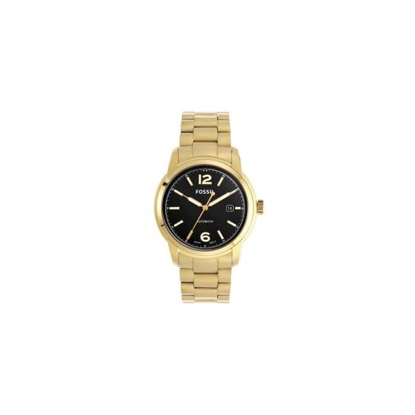 Men's Gold Tone Black Face Automatic Fossil Watch