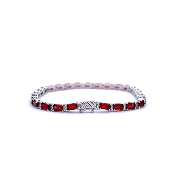 SILVER WHITE ZIRCON & GARNET BRACELET Miller's Fine Jewelers Moses Lake, WA