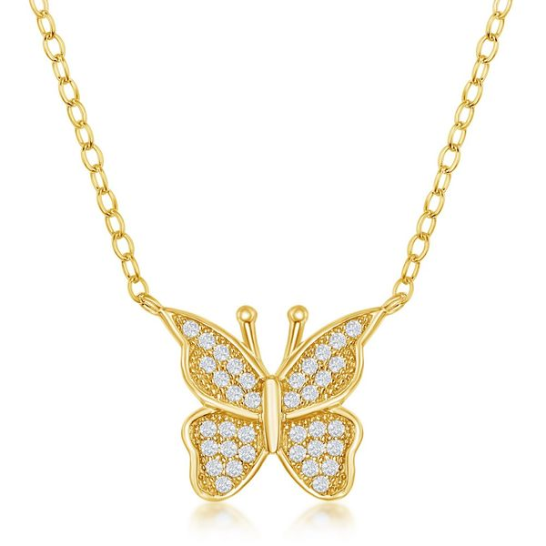 GOLD PLATED CZ BUTTERFLY NECKLACE Miller's Fine Jewelers Moses Lake, WA