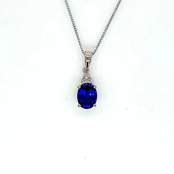 OVAL SYNTHETIC SAPPHIRE NECKLACE Miller's Fine Jewelers Moses Lake, WA