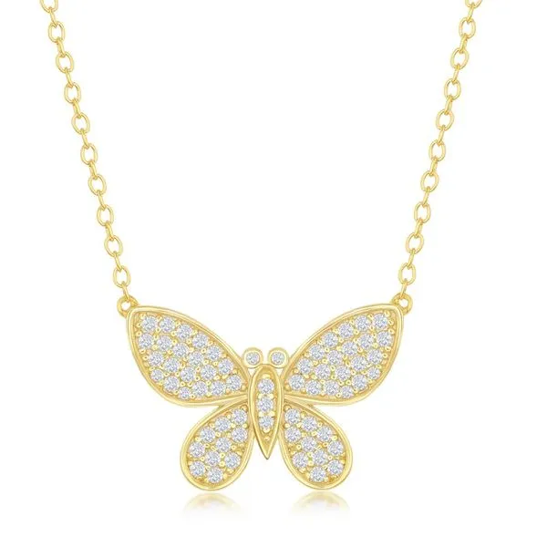 GOLD PLATED CZ BUTTERFLY NECKLACE Miller's Fine Jewelers Moses Lake, WA