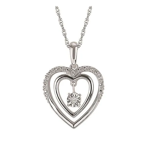 SILVER DOUBLE HEART DIAMOND NECKLACE Miller's Fine Jewelers Moses Lake, WA