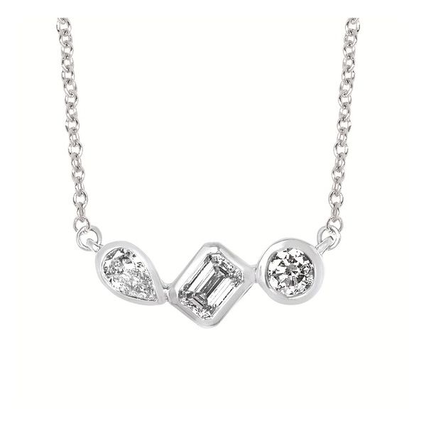 SILVER MULTI-SHAPE LAB GROWN DIAMOND NECKLACE Miller's Fine Jewelers Moses Lake, WA