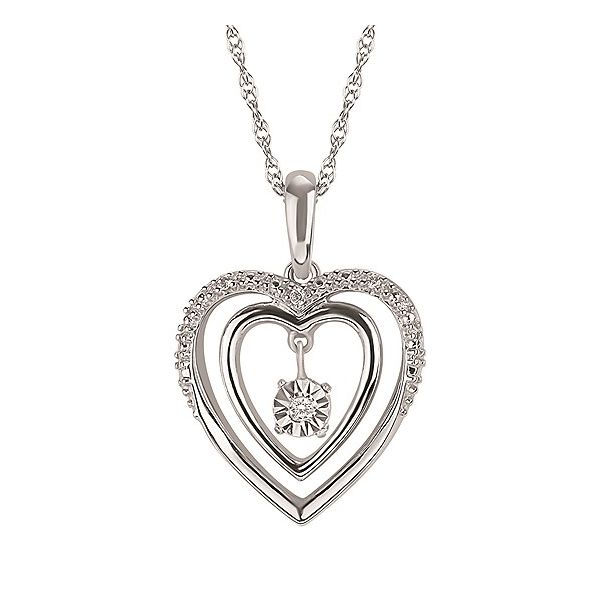 SILVER DOUBLE HEART DIAMOND NECKLACE Miller's Fine Jewelers Moses Lake, WA