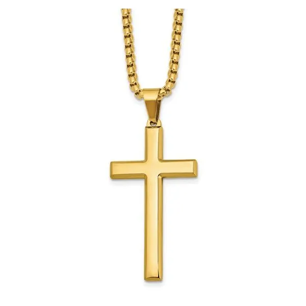 GOLD PLATED STAINLESS STEEL CROSS PENDANT Miller's Fine Jewelers Moses Lake, WA