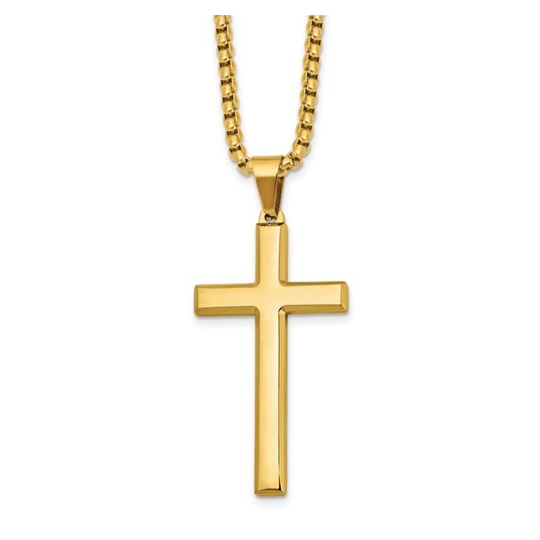 GOLD PLATED STAINLESS STEEL CROSS PENDANT Miller's Fine Jewelers Moses Lake, WA