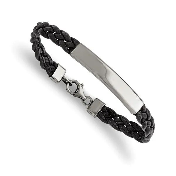 BLACK LEATHER ID BRACELET Miller's Fine Jewelers Moses Lake, WA